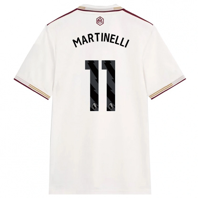 Danxen Criança Camisola Gabriel Martinelli #11 Branco Sujo Borgonha Terceiro 2025/26 Camisa Brasil