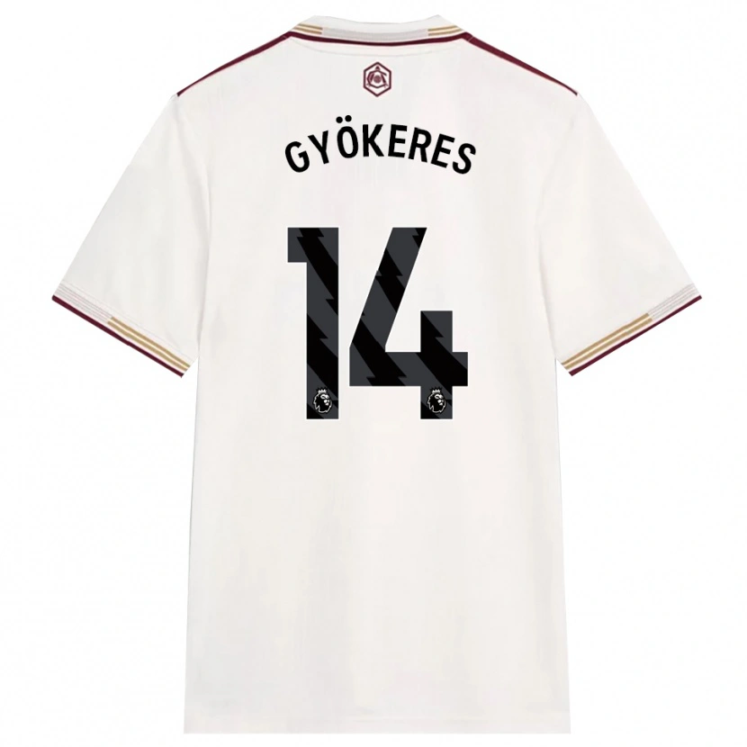 Danxen Criança Camisola Viktor Gyökeres #14 Branco Sujo Borgonha Terceiro 2025/26 Camisa Brasil