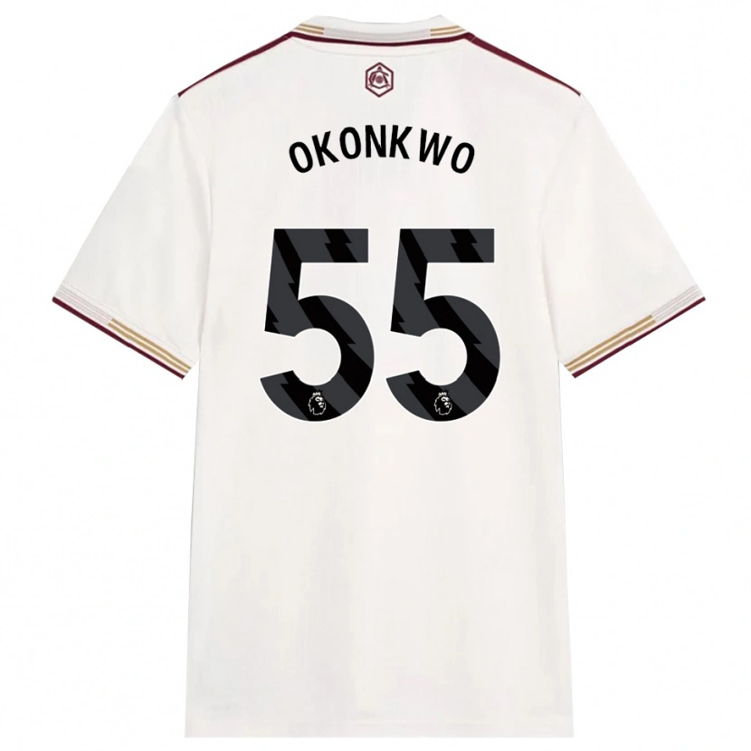 Danxen Criança Camisola Brian Okonkwo #55 Branco Sujo Borgonha Terceiro 2025/26 Camisa Brasil