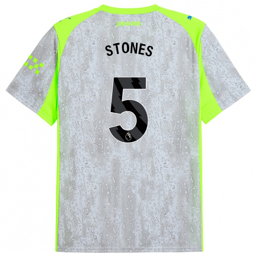 Danxen Criança Camisola John Stones #5 Cinza Amarelo Terceiro 2025/26 Camisa Brasil