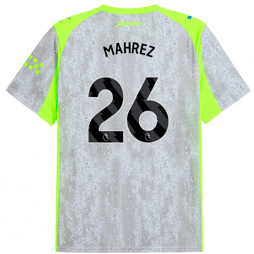 Danxen Criança Camisola Riyad Mahrez #26 Cinza Amarelo Terceiro 2025/26 Camisa Brasil