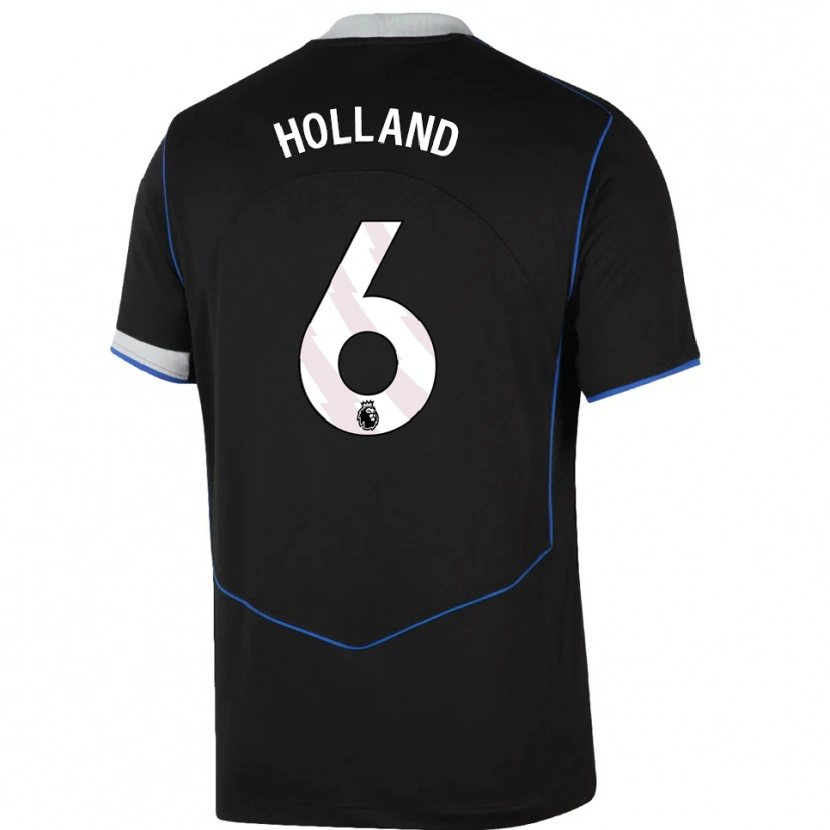 Danxen Criança Camisola Charlie Holland #6 Preto Azul Prata Terceiro 2025/26 Camisa Brasil
