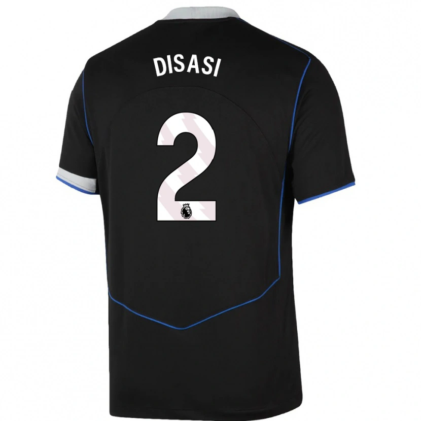 Danxen Criança Camisola Axel Disasi #2 Preto Azul Prata Terceiro 2025/26 Camisa Brasil