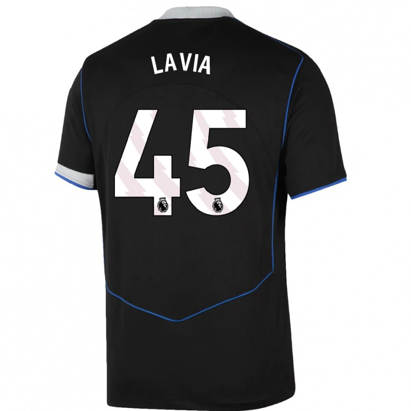 Danxen Criança Camisola Roméo Lavia #45 Preto Azul Prata Terceiro 2025/26 Camisa Brasil