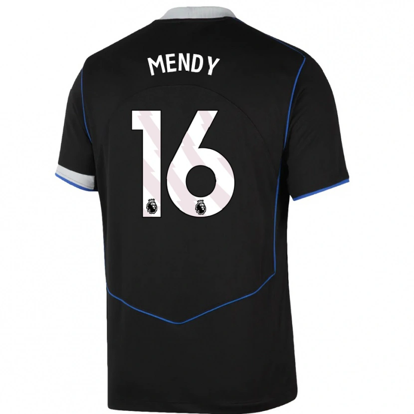 Danxen Criança Camisola Edouard Mendy #16 Preto Azul Prata Terceiro 2025/26 Camisa Brasil