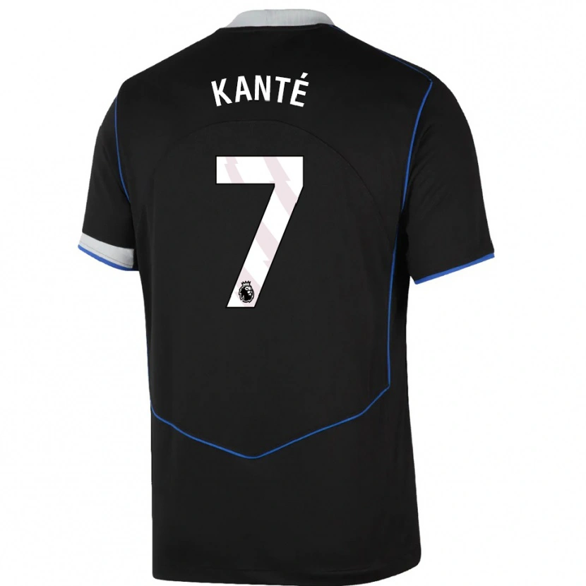 Danxen Criança Camisola N'golo Kante #7 Preto Azul Prata Terceiro 2025/26 Camisa Brasil