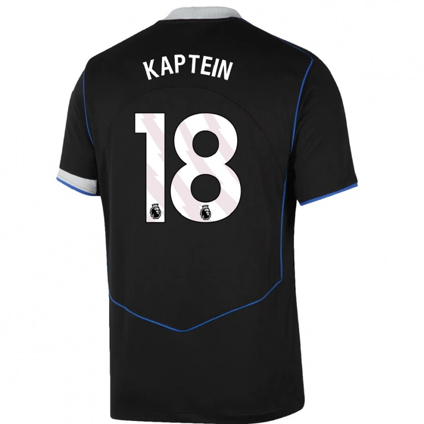 Danxen Criança Camisola Wieke Kaptein #18 Preto Azul Prata Terceiro 2025/26 Camisa Brasil