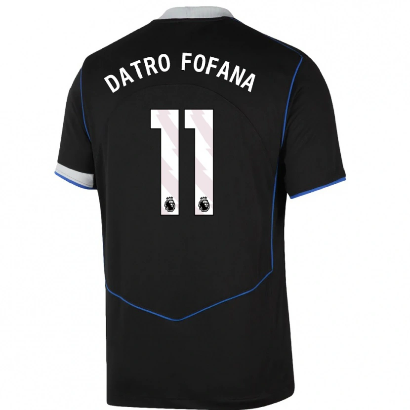 Danxen Criança Camisola David Datro Fofana #11 Preto Azul Prata Terceiro 2025/26 Camisa Brasil
