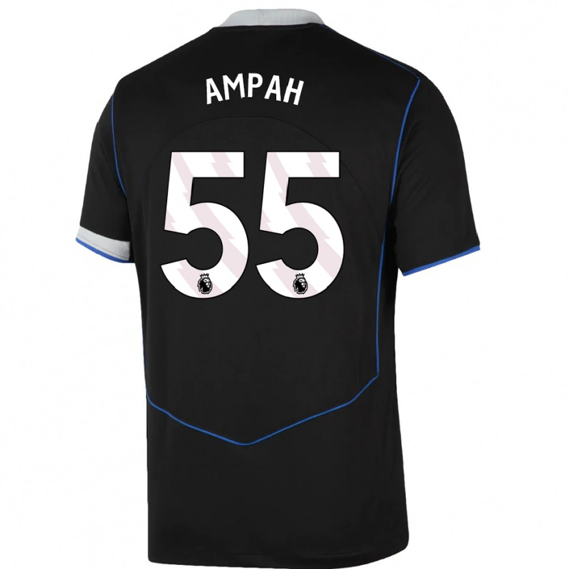 Danxen Criança Camisola Ato Ampah #55 Preto Azul Prata Terceiro 2025/26 Camisa Brasil