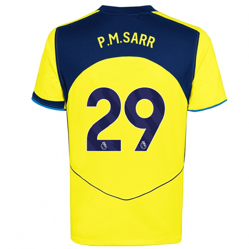 Danxen Criança Camisola Pape Matar Sarr #29 Amarelo Marinho Terceiro 2025/26 Camisa Brasil