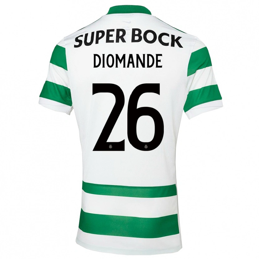 Danxen Homem Camisola Ousmane Diomande #26 Verde Branco Principal 2025/26 Camisa Brasil