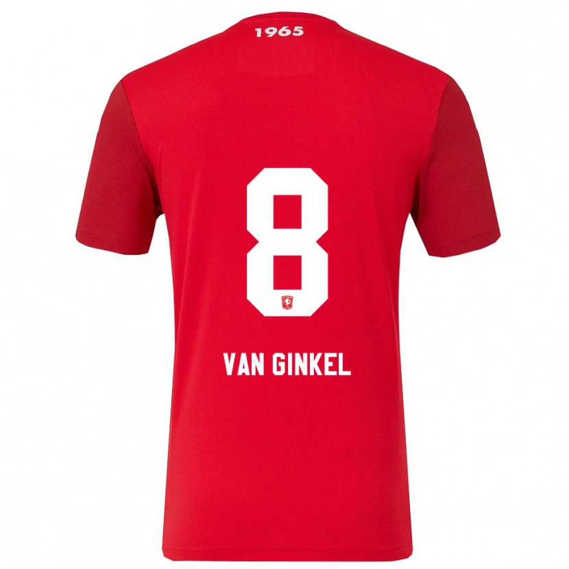 Danxen Homem Camisola Danique Van Ginkel #8 Vermelho Branco Principal 2025/26 Camisa Brasil