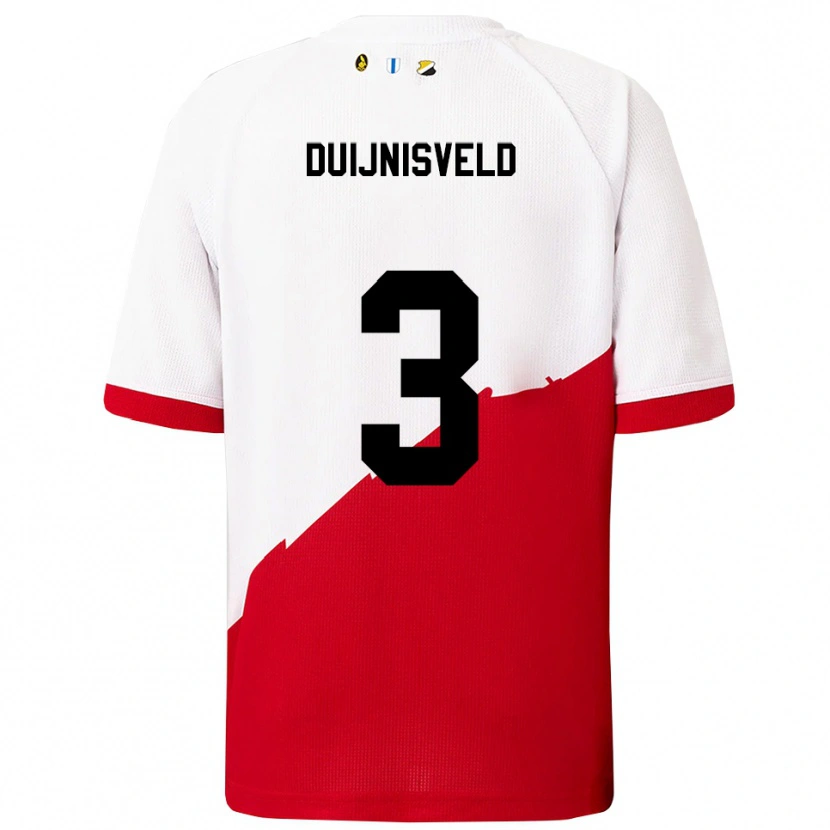 Danxen Homem Camisola Owen Duijnisveld #3 Branco Vermelho Principal 2025/26 Camisa Brasil