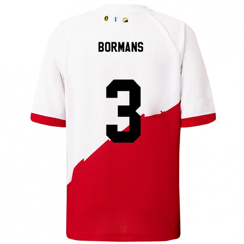 Danxen Homem Camisola Merel Bormans #3 Branco Vermelho Principal 2025/26 Camisa Brasil