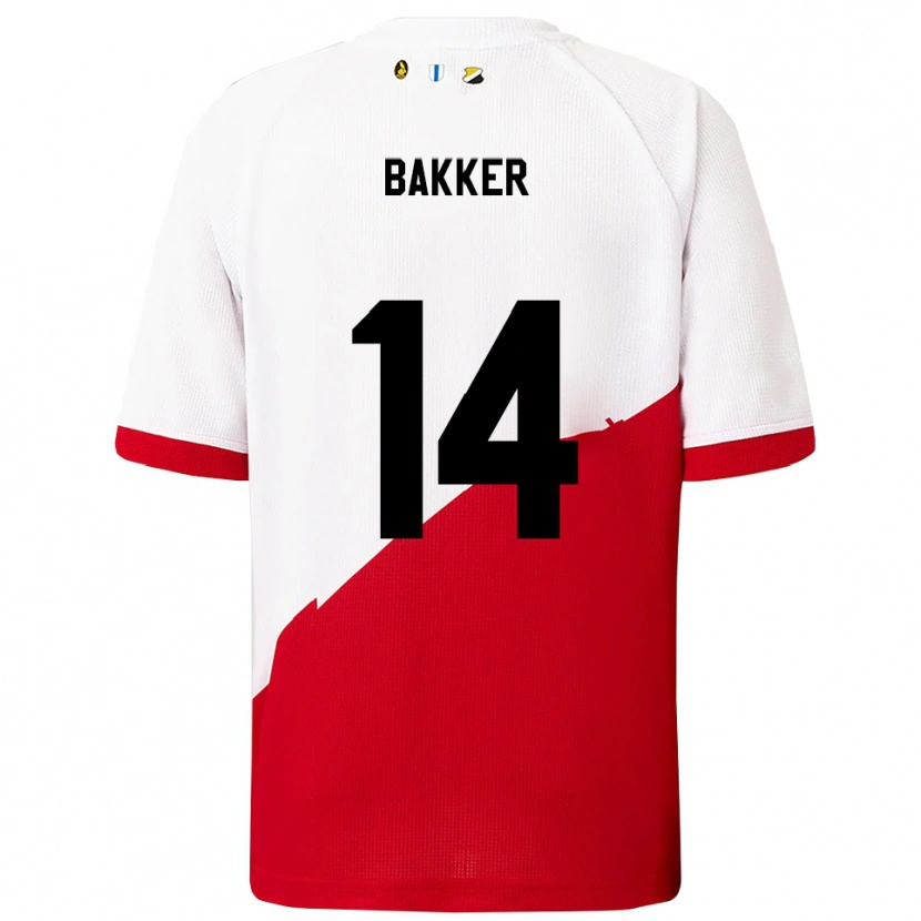 Danxen Homem Camisola Eshly Bakker #14 Branco Vermelho Principal 2025/26 Camisa Brasil