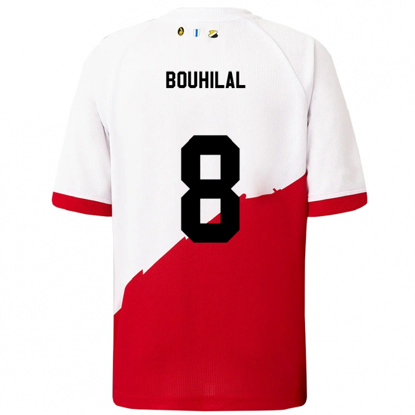 Danxen Homem Camisola Mohammed Bouhilal #8 Branco Vermelho Principal 2025/26 Camisa Brasil