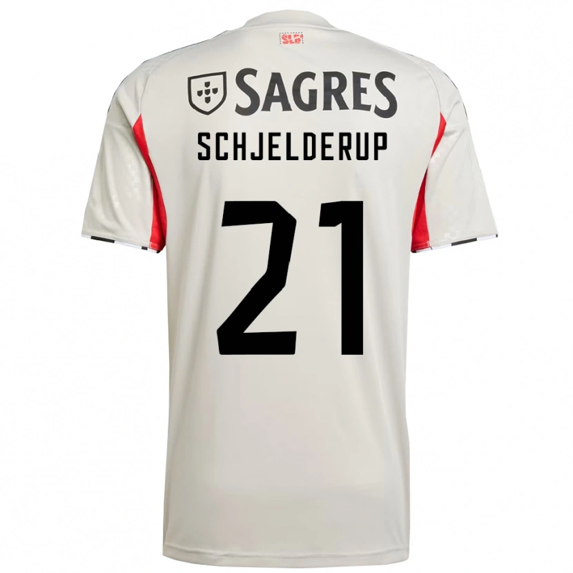 Danxen Homem Camisola Andreas Schjelderup #21 Branco Sujo Vermelho Alternativa 2025/26 Camisa Brasil