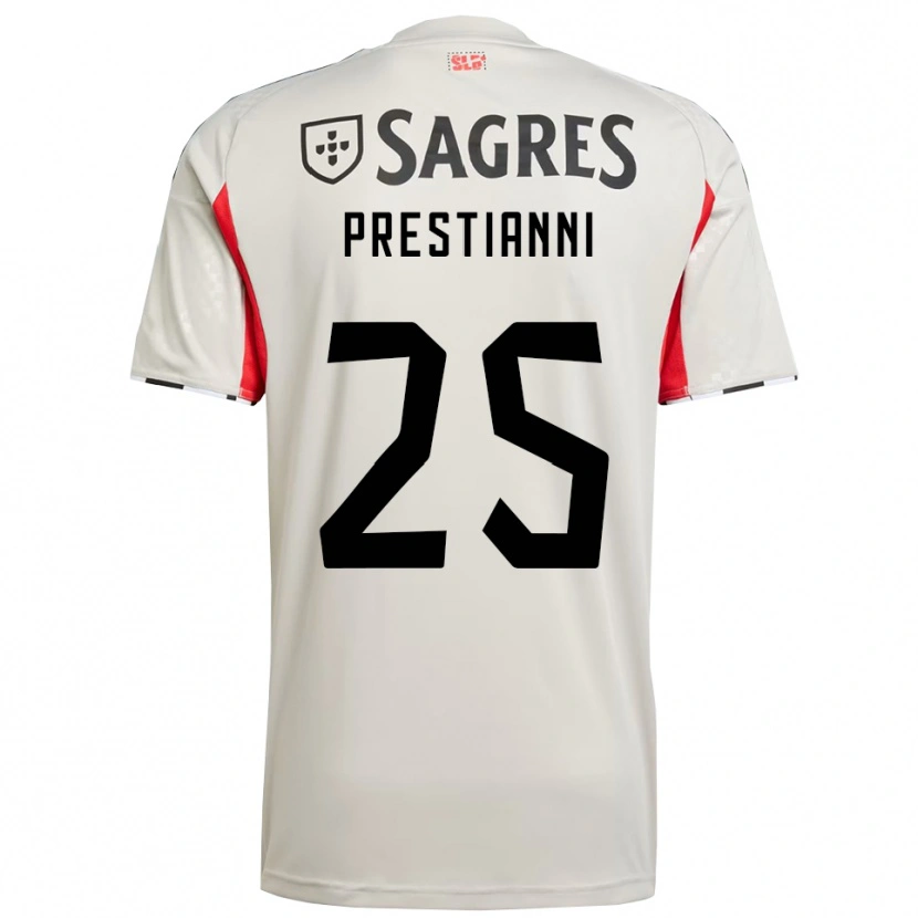 Danxen Homem Camisola Gianluca Prestianni #25 Branco Sujo Vermelho Alternativa 2025/26 Camisa Brasil