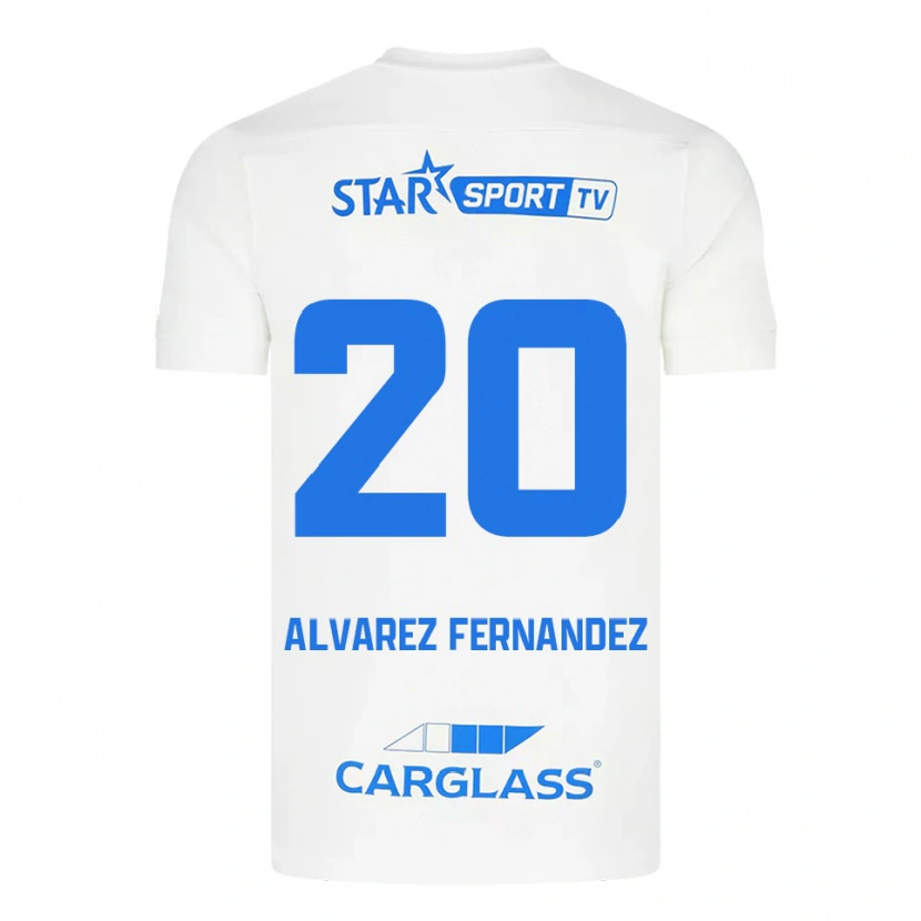 Danxen Homem Camisola Loïc Alvarez Fernandez #20 Branco Azul Alternativa 2025/26 Camisa Brasil