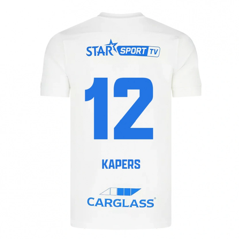 Danxen Homem Camisola Wout Kapers #12 Branco Azul Alternativa 2025/26 Camisa Brasil