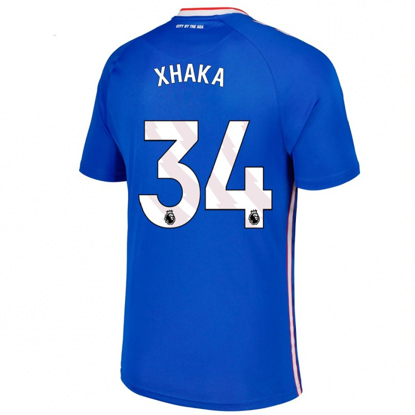 Danxen Homem Camisola Granit Xhaka #34 Azul Branco Alternativa 2025/26 Camisa Brasil