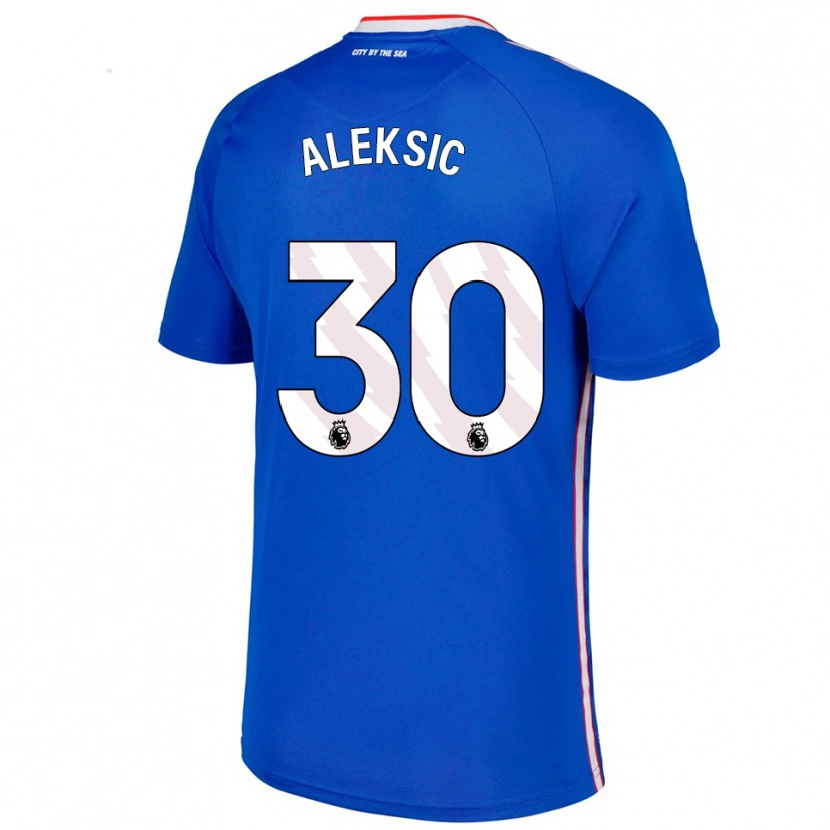 Danxen Homem Camisola Milan Aleksic #30 Azul Branco Alternativa 2025/26 Camisa Brasil