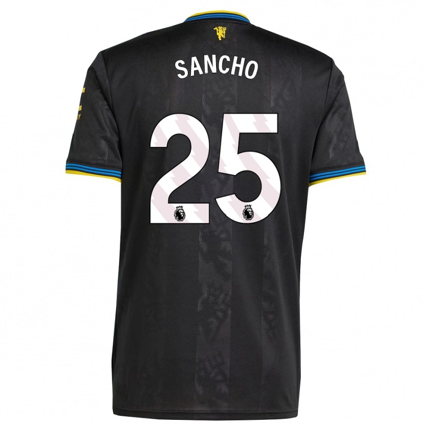 Danxen Homem Camisola Jadon Sancho #25 Preto Amarelo Azul Terceiro 2025/26 Camisa Brasil