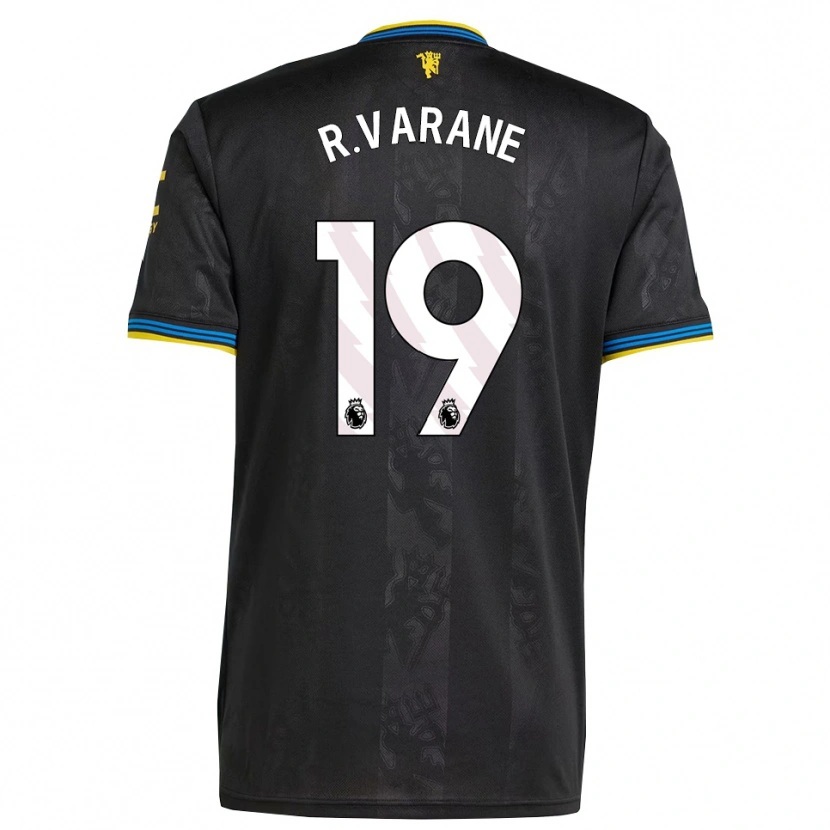 Danxen Homem Camisola Raphael Varane #19 Preto Amarelo Azul Terceiro 2025/26 Camisa Brasil