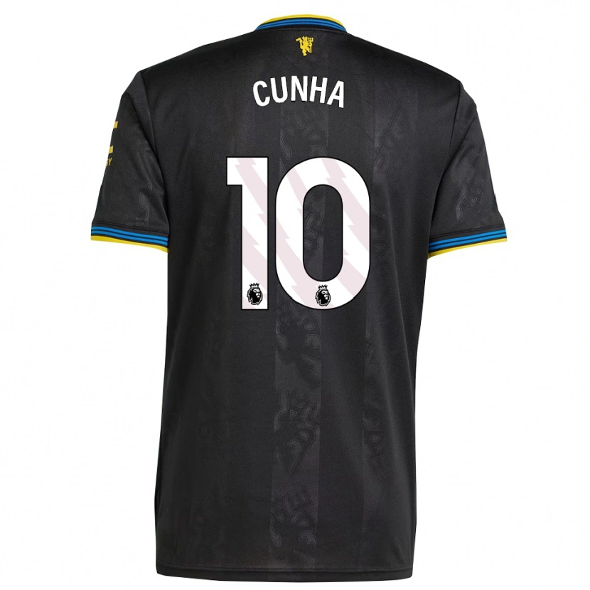Danxen Homem Camisola Matheus Cunha #10 Preto Amarelo Azul Terceiro 2025/26 Camisa Brasil