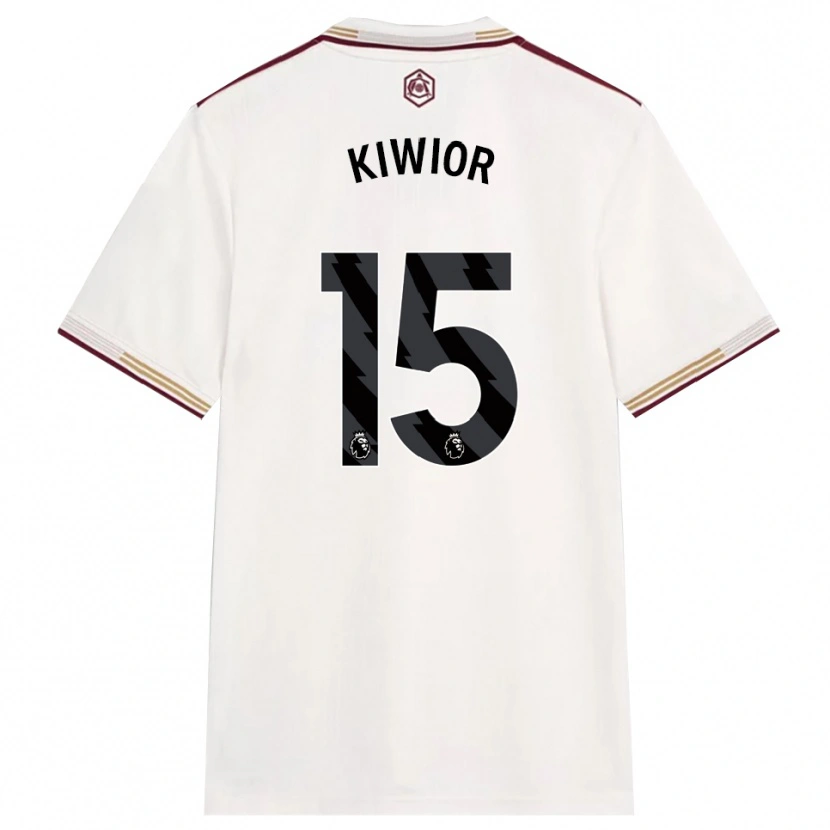Danxen Homem Camisola Jakub Kiwior #15 Branco Sujo Borgonha Terceiro 2025/26 Camisa Brasil
