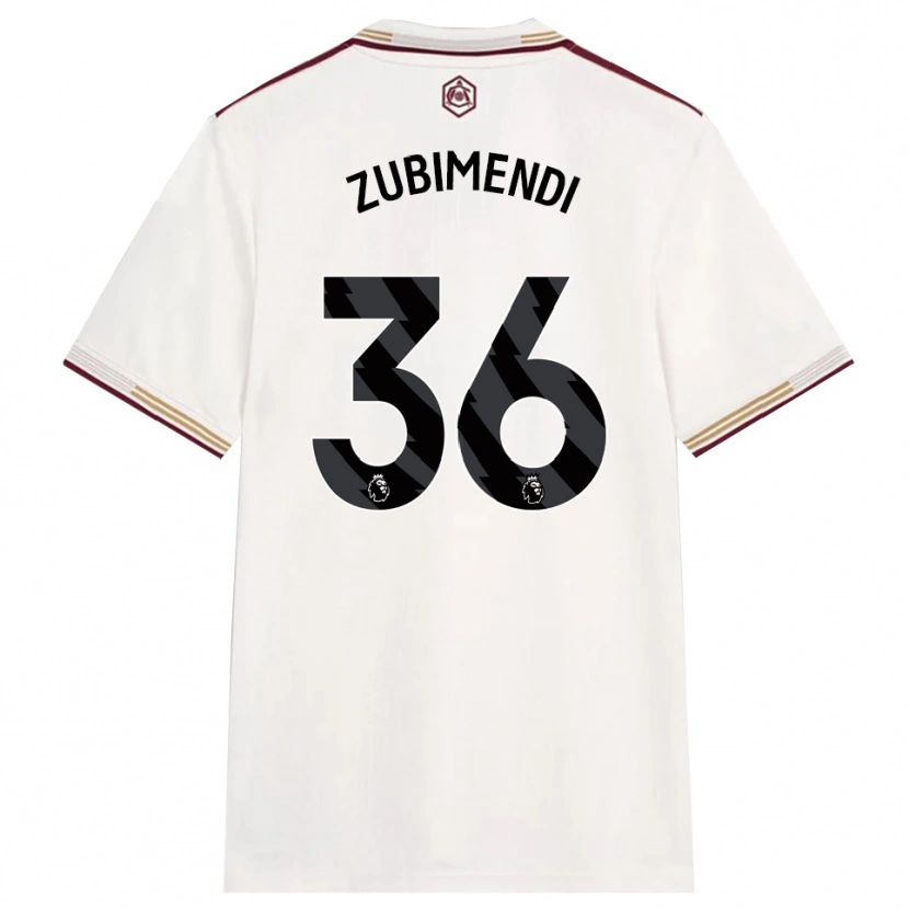 Danxen Homem Camisola Martín Zubimendi #36 Branco Sujo Borgonha Terceiro 2025/26 Camisa Brasil