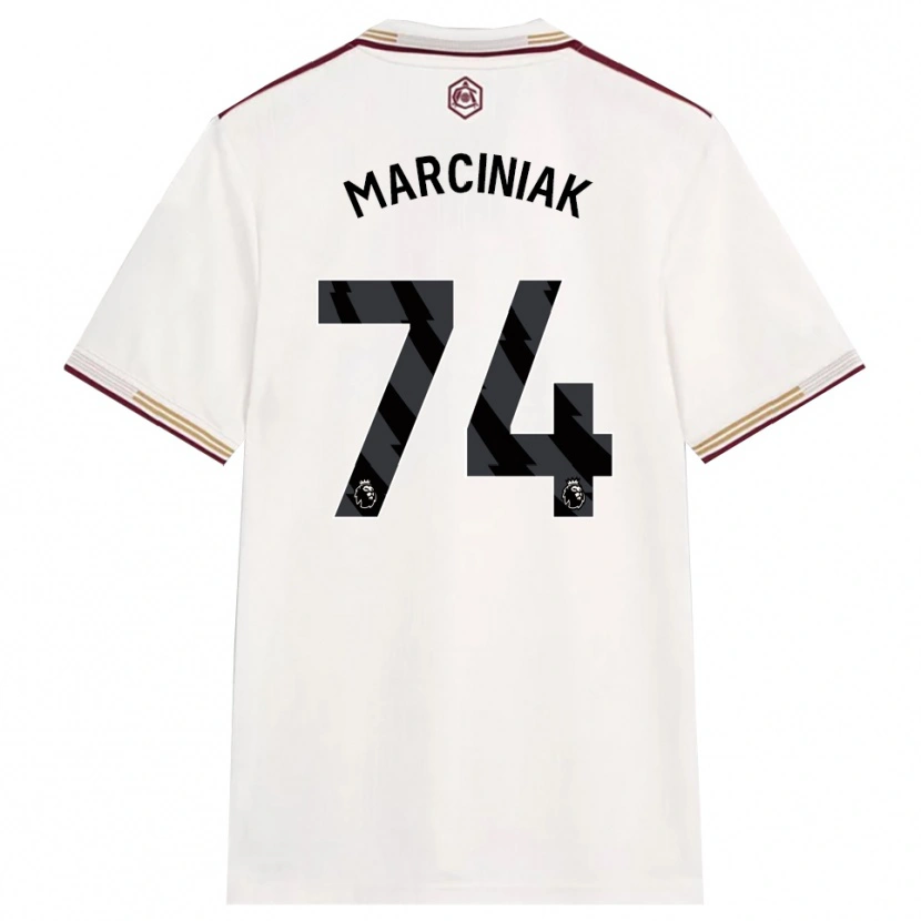 Danxen Homem Camisola Alex Marciniak #74 Branco Sujo Borgonha Terceiro 2025/26 Camisa Brasil