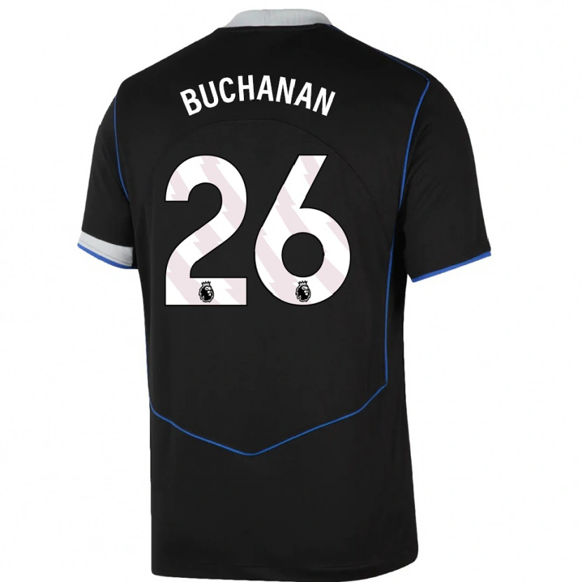 Danxen Homem Camisola Kadeisha Buchanan #26 Preto Azul Prata Terceiro 2025/26 Camisa Brasil