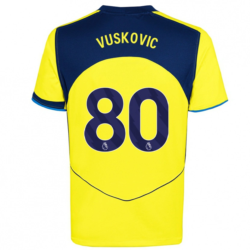 Danxen Homem Camisola Luka Vuskovic #80 Amarelo Marinho Terceiro 2025/26 Camisa Brasil