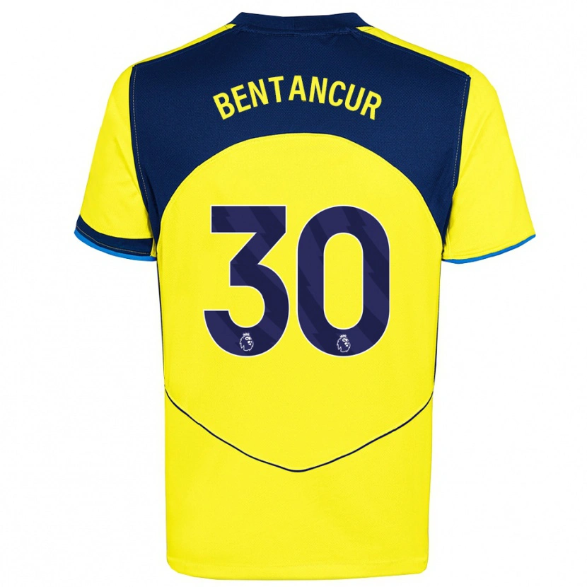 Danxen Homem Camisola Rodrigo Bentancur #30 Amarelo Marinho Terceiro 2025/26 Camisa Brasil