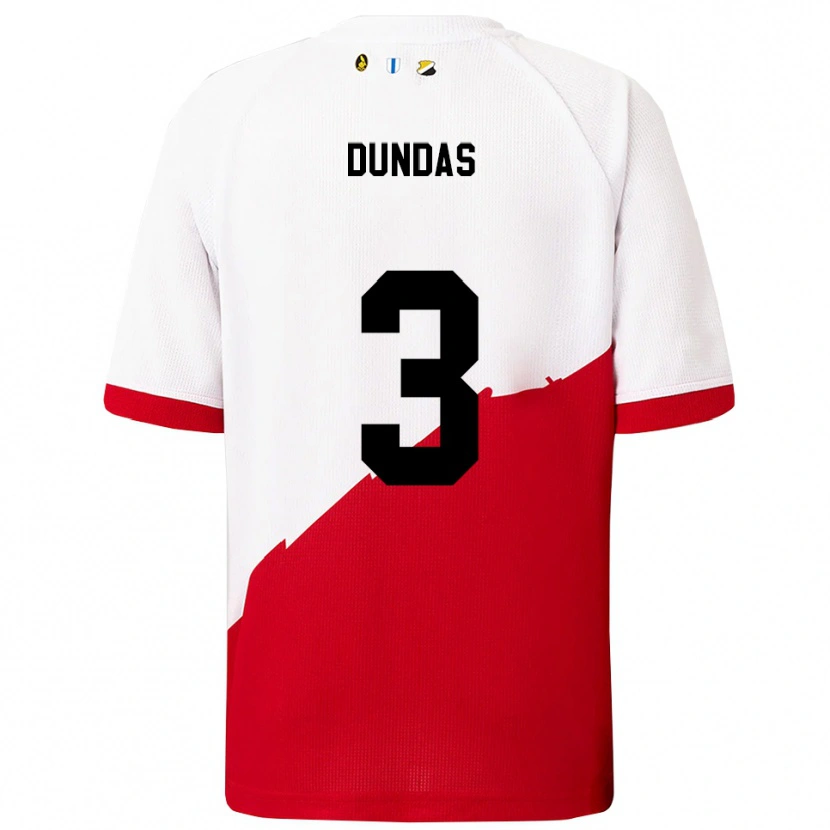 Danxen Mulher Camisola Noa Dundas #3 Branco Vermelho Principal 2025/26 Camisa Brasil