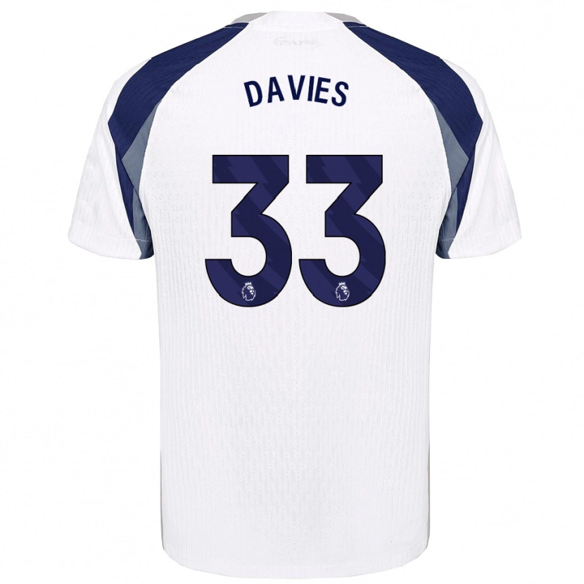Danxen Mulher Camisola Ben Davies #33 Branco Marinho Principal 2025/26 Camisa Brasil