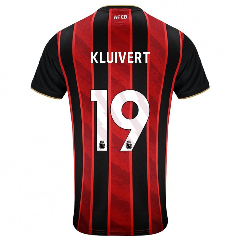 Danxen Mulher Camisola Justin Kluivert #19 Vermelho Preto Principal 2025/26 Camisa Brasil