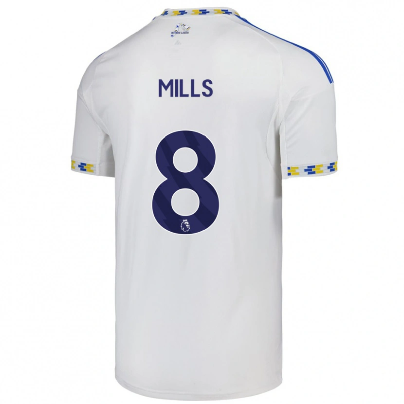 Danxen Mulher Camisola Callum Mills #8 Branco Azul Principal 2025/26 Camisa Brasil
