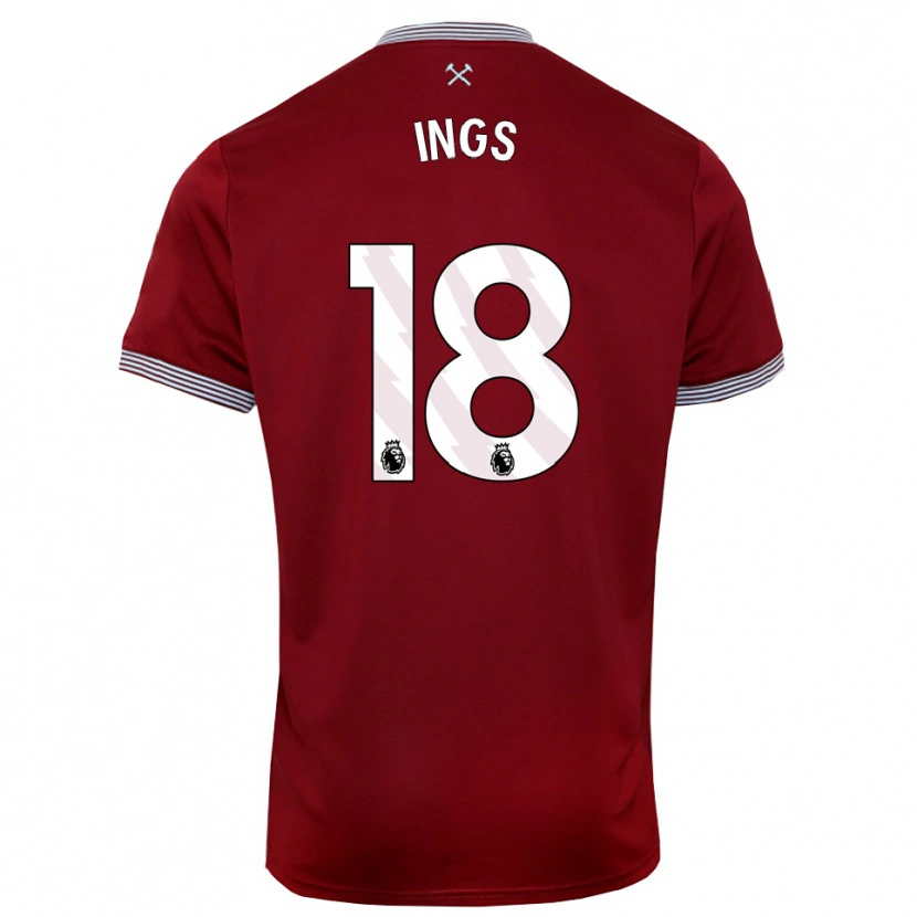 Danxen Mulher Camisola Danny Ings #18 Borgonha Branco Principal 2025/26 Camisa Brasil