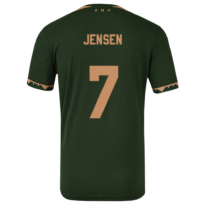 Danxen Mulher Camisola Victor Jensen #7 Verde Dourado Alternativa 2025/26 Camisa Brasil