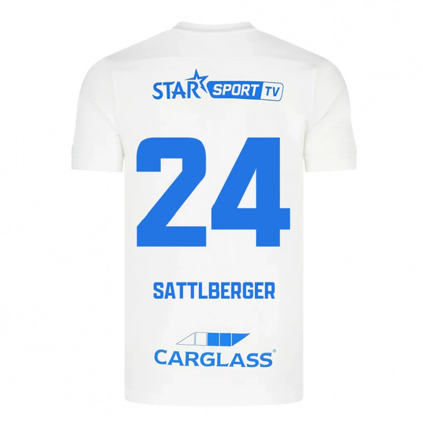 Danxen Mulher Camisola Nikolas Sattlberger #24 Branco Azul Alternativa 2025/26 Camisa Brasil