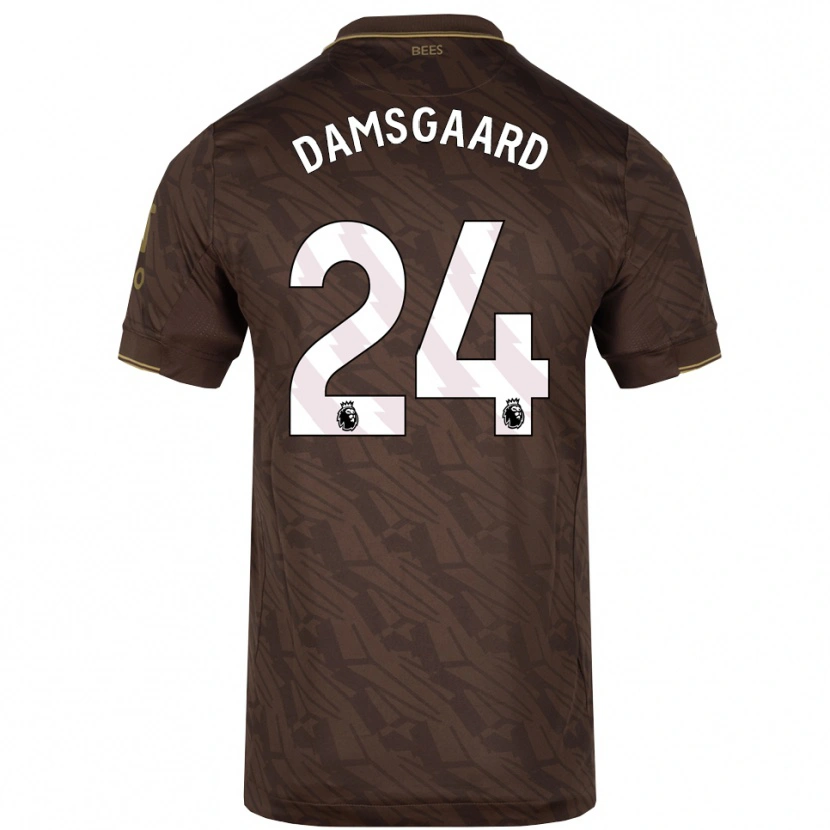Danxen Mulher Camisola Mikkel Damsgaard #24 Marrom Dourado Alternativa 2025/26 Camisa Brasil