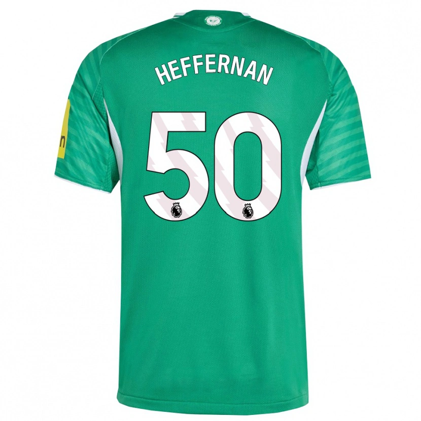 Danxen Mulher Camisola Cathal Heffernan #50 Verde Branco Alternativa 2025/26 Camisa Brasil