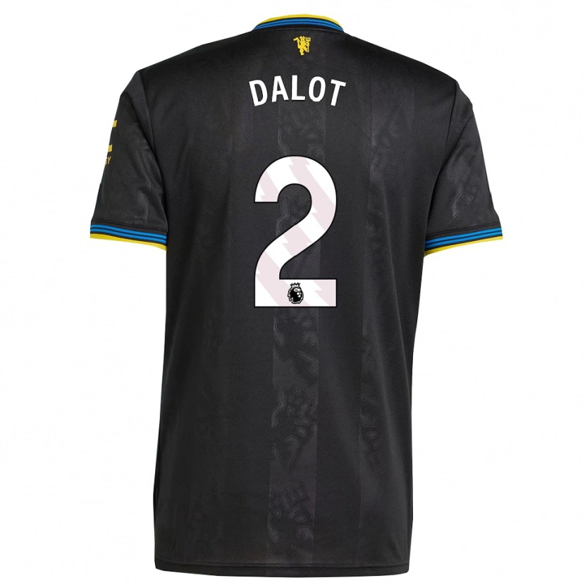 Danxen Mulher Camisola Diogo Dalot #2 Preto Amarelo Azul Terceiro 2025/26 Camisa Brasil