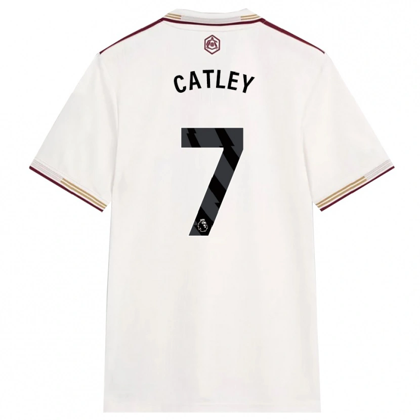 Danxen Mulher Camisola Steph Catley #7 Branco Sujo Borgonha Terceiro 2025/26 Camisa Brasil
