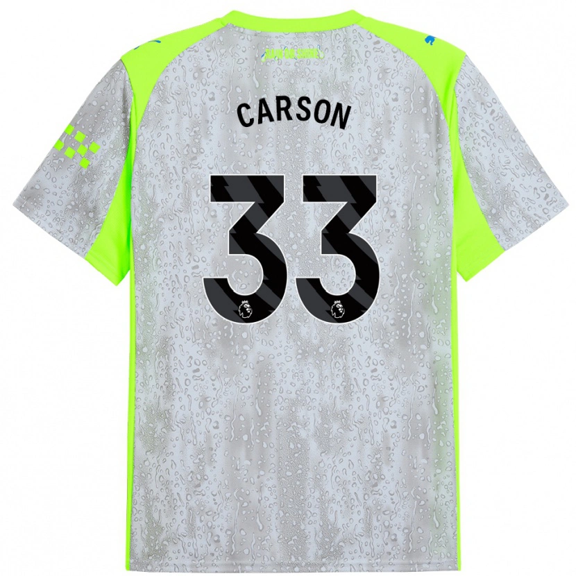 Danxen Mulher Camisola Scott Carson #33 Cinza Amarelo Terceiro 2025/26 Camisa Brasil