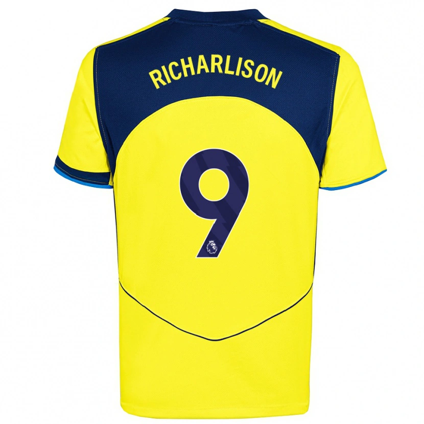 Danxen Mulher Camisola Richarlison #9 Amarelo Marinho Terceiro 2025/26 Camisa Brasil