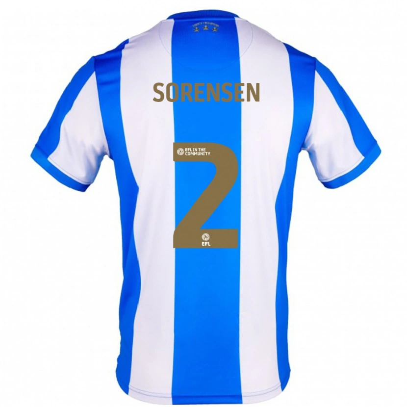 Danxen Criança Camisola Lasse Sørensen #2 Azul Branco Principal 2025/26 Camisa Brasil