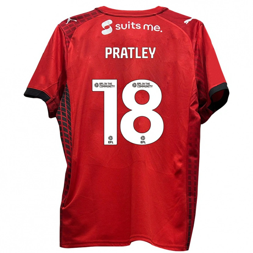 Danxen Criança Camisola Darren Pratley #18 Vermelho Preto Principal 2025/26 Camisa Brasil